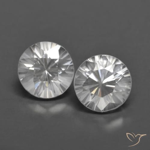 1.54 ctw White Zircon Stones, Natural Zircon in Diamond-Cut Shape for Sale