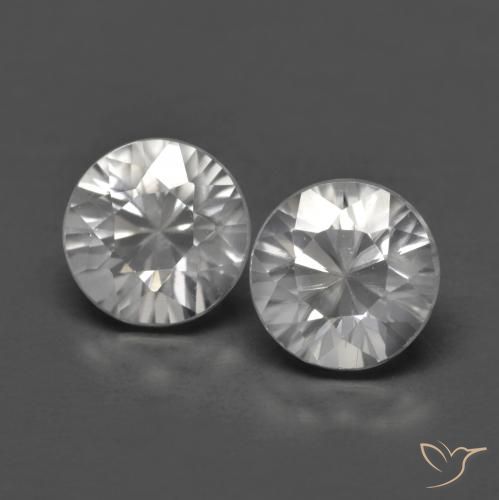 1.62 ctw White Zircon Stones, Natural Zircon in Diamond-Cut Shape for Sale
