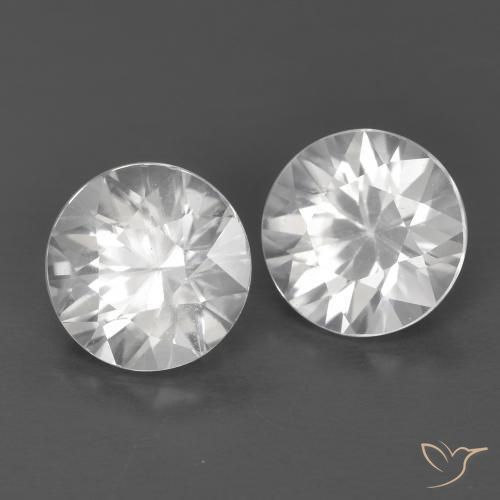 2.42 ctw White Zircon Stones, Natural Zircon in Diamond-Cut Shape for Sale