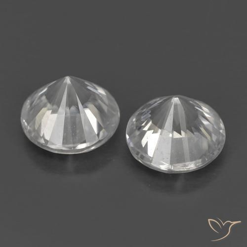 Zircon Gemstones in 5 mm (calibrated) Size for Sale, Zircon Stones in White Color