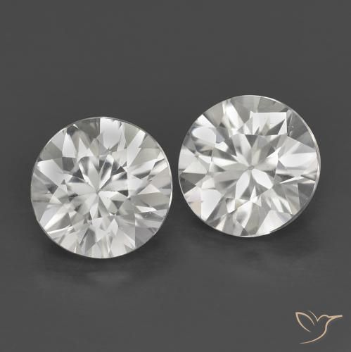 1.43 ctw White Zircon Stones, Natural Zircon in Diamond-Cut Shape for Sale