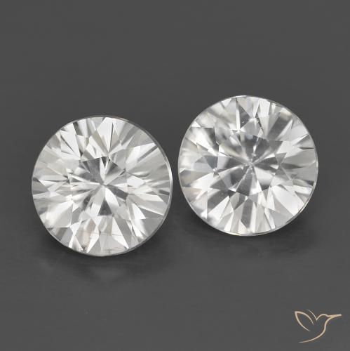 1.42 ctw White Zircon Stones, Natural Zircon in Diamond-Cut Shape for Sale