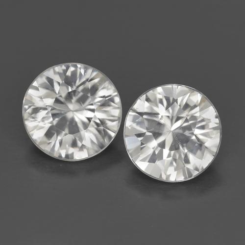 Paire Zircon Tour 5mm assorties - Poids total 1,39 ct / moyenne 0,7 ct chacune, couleur Blanc et pureté VS, pierre gemme naturelle , dureté de Mohs 6.5 à 7.5 convient aux bijoux de tous les jours, pierre de sagesse, Expose une grande brillance, Photo A