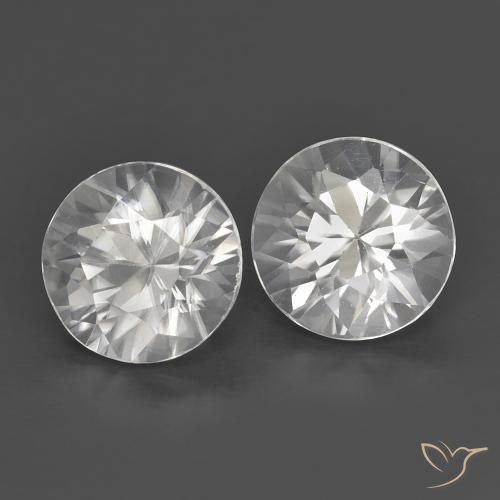 2 pièces assorties Zircon Blanc Tour de taille 5mm, poids total de 1,43 ct / moyenne de 0,72 ct chacune, Blanc avec pureté VS, pierre gemme naturelle , dureté de Mohs 6.5 à 7.5 convient aux bijoux de tous les jours, pierre de sagesse, Pierre de naissance de décembre, Photo A