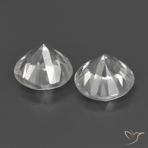 Zircon Gemstones in 5 mm (calibrated) Size for Sale, Zircon Stones in White Color