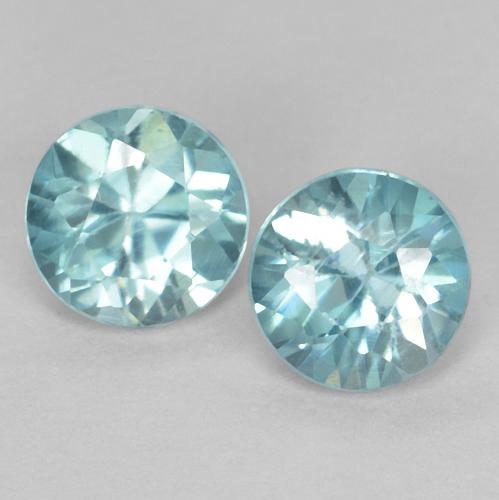 2 pièces assorties Zircon Bleu Tour de taille 4mm, poids total de 0,78 ct / moyenne de 0,39 ct chacune, Bleu clair avec pureté VS, pierre gemme naturelle , dureté de Mohs 6.5 à 7.5 convient aux bijoux de tous les jours, pierre de sagesse, Pierre du zodiaque Taureau, Photo A