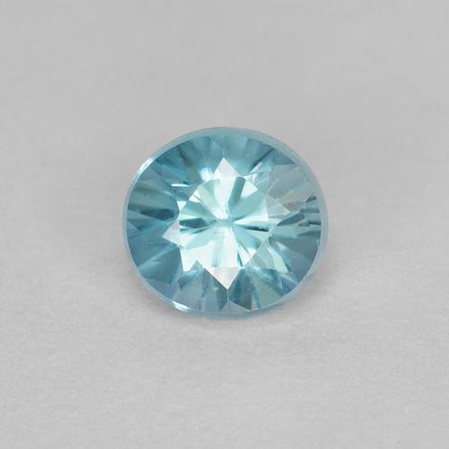 Circón Azul agua Circular de 0.49 ct de Camboya, dimensión 4,2mm, piedra preciosa natural No tratado, claridad VS, Circón Corte Diamante de 1 pieza, dureza de Mohs de 6.5 - 7.5 Adecuado para joyas de uso diario , Exhibe gran brillo, Photo A