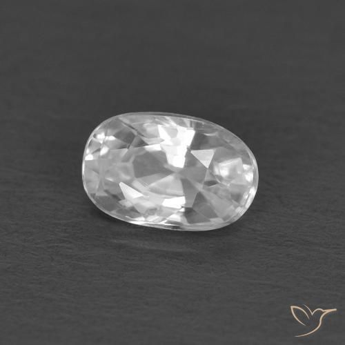 0.45 ct White Zircon Stone, Natural Zircon in Oval Facet Shape for Sale