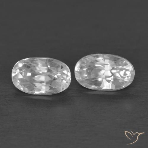 0.94 ctw White Zircon Stones, Natural Zircon in Oval Facet Shape for Sale