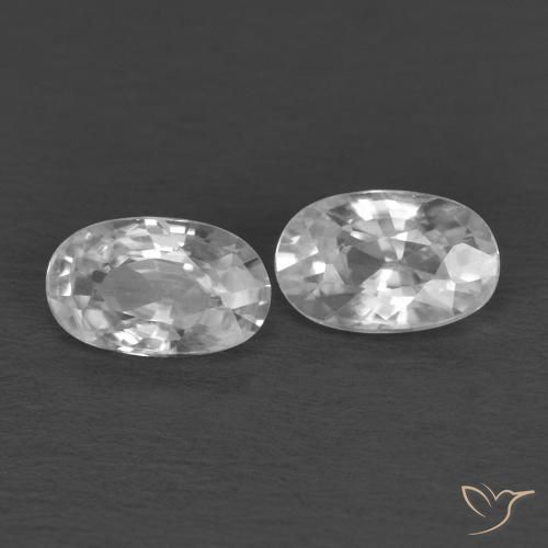 0.74 ctw White Zircon Stones, Natural Zircon in Oval Facet Shape for Sale