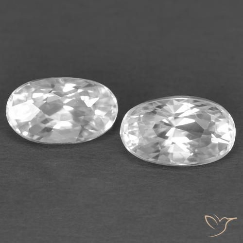 0.92 ctw White Zircon Stones, Natural Zircon in Oval Facet Shape for Sale