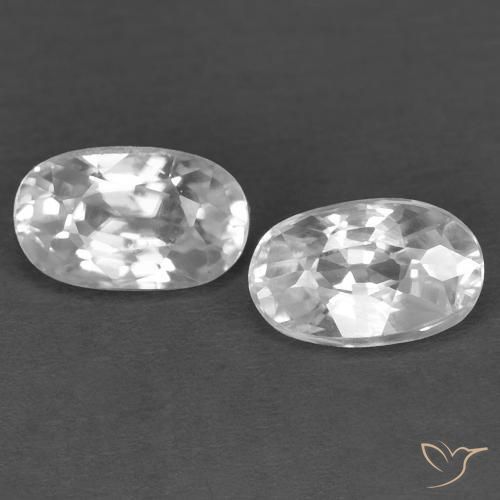 0.88 ctw White Zircon Stones, Natural Zircon in Oval Facet Shape for Sale