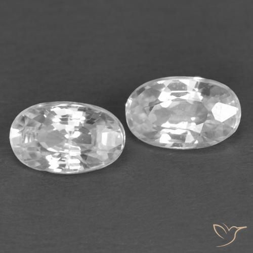 0.80 ctw White Zircon Stones, Natural Zircon in Oval Facet Shape for Sale