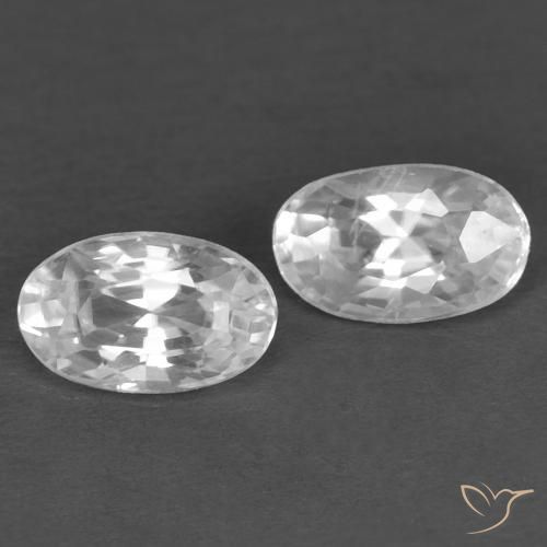 0.83ctw Natural White Zircon, Oval, VVS
