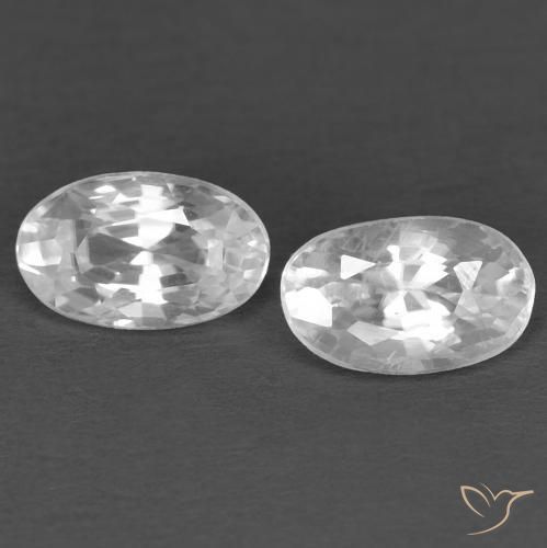 0.83 ctw White Zircon Stones, Natural Zircon in Oval Facet Shape for Sale