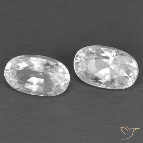 0.86 ctw White Zircon Stones, Natural Zircon in Oval Facet Shape for Sale