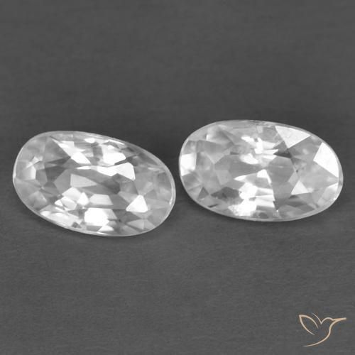 0.72 ctw White Zircon Stones, Natural Zircon in Oval Facet Shape for Sale