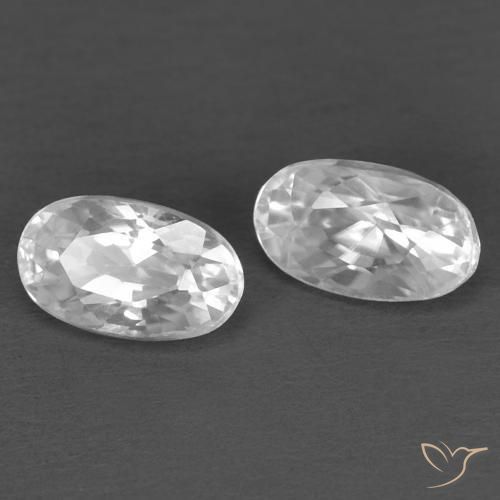 0.87 ctw White Zircon Stones, Natural Zircon in Oval Facet Shape for Sale