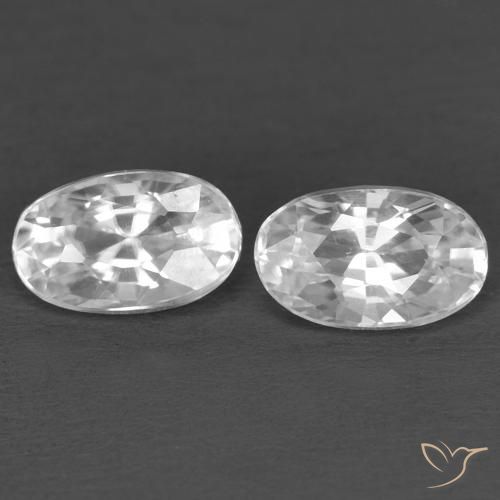 0.83 ctw White Zircon Stones, Natural Zircon in Oval Facet Shape for Sale