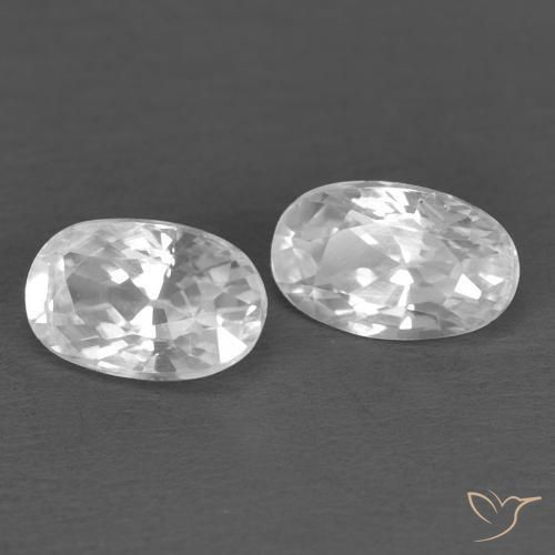 0.80 ctw White Zircon Stones, Natural Zircon in Oval Facet Shape for Sale