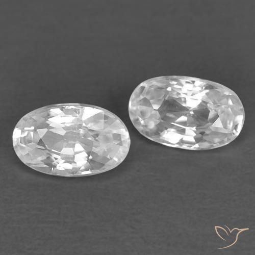 0.76 ctw White Zircon Stones, Natural Zircon in Oval Facet Shape for Sale