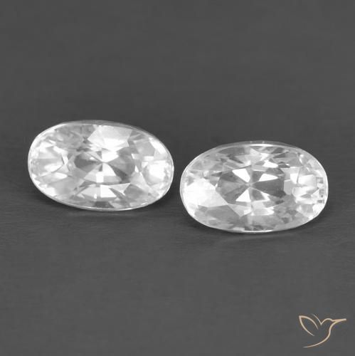 0.97ctw Natural White Zircon, Oval, VVS-VS