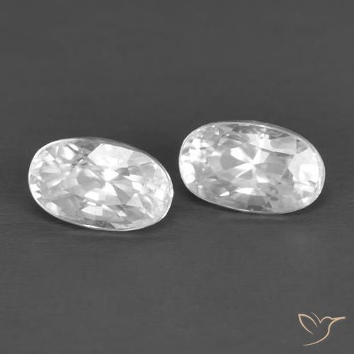 0.97 ctw White Zircon Stones, Natural Zircon in Oval Facet Shape for Sale