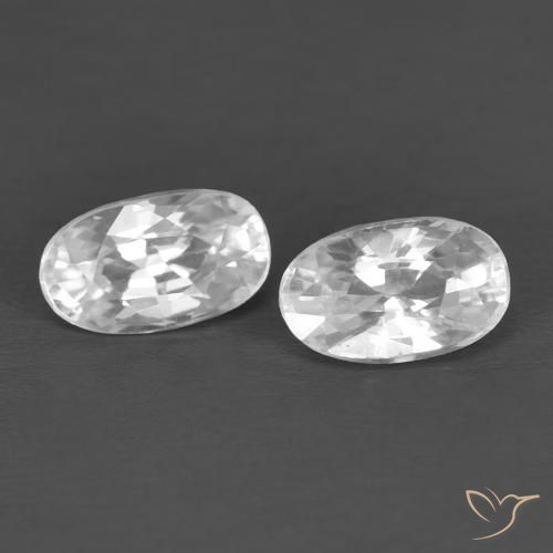 0.90ctw Natural White Zircon, Oval, VVS