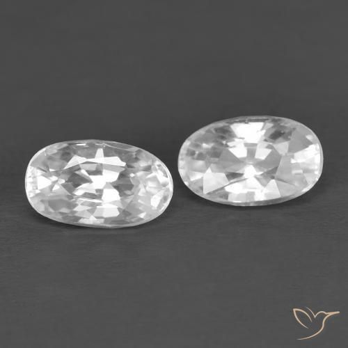 0.90 ctw White Zircon Stones, Natural Zircon in Oval Facet Shape for Sale