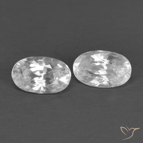 0.81 ctw White Zircon Stones, Natural Zircon in Oval Facet Shape for Sale