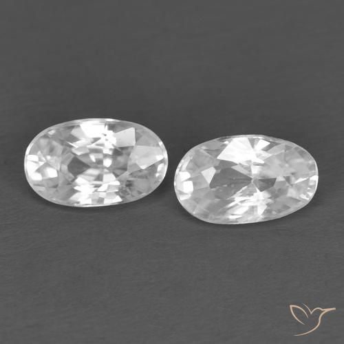 0.79 ctw White Zircon Stones, Natural Zircon in Oval Facet Shape for Sale