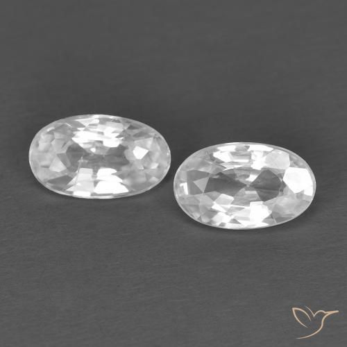 Paire Zircon Ovale 5 x 3mm - Poids total 0,65 ct / moyenne 0,33 ct chaque, pierre gemme naturelle , couleur Blanc avec pureté vvs, dureté Mohs 6.5 à 7.5 convient aux bijoux de tous les jours, pierre de sagesse, Pierre de naissance de décembre, Photo A