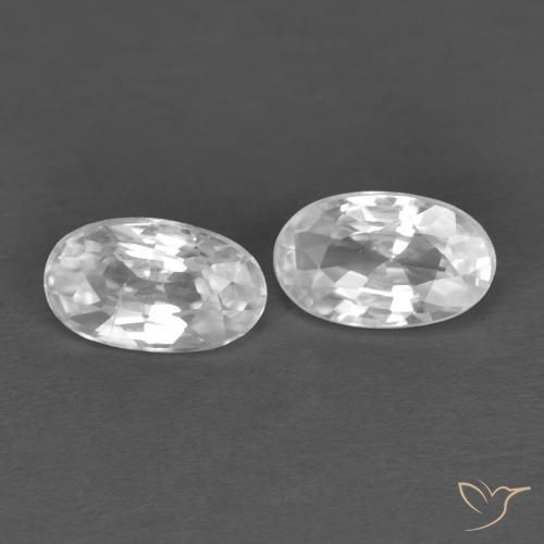 0.65 ctw White Zircon Stones, Natural Zircon in Oval Facet Shape for Sale