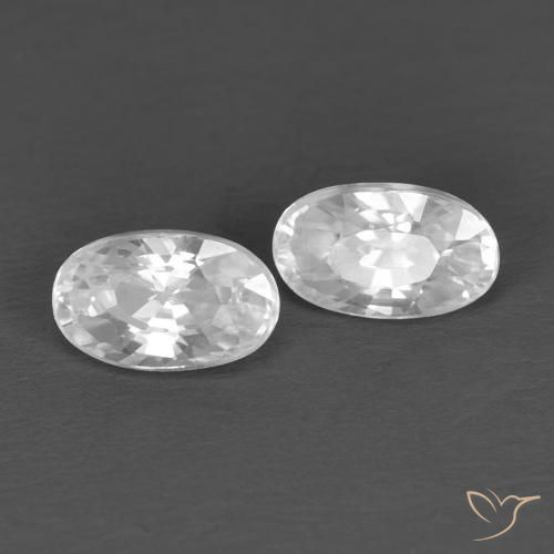 0.83 ctw White Zircon Stones, Natural Zircon in Oval Facet Shape for Sale