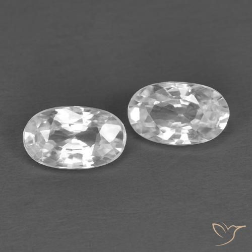 0.73 ctw White Zircon Stones, Natural Zircon in Oval Facet Shape for Sale