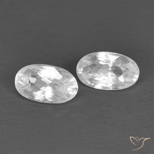 0.73 ctw White Zircon Stones, Natural Zircon in Oval Facet Shape for Sale
