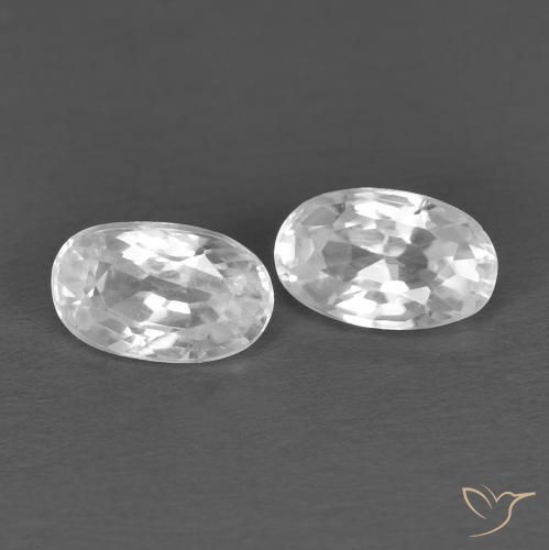 0.79 ctw White Zircon Stones, Natural Zircon in Oval Facet Shape for Sale