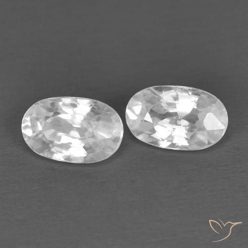 0.74 ctw White Zircon Stones, Natural Zircon in Oval Facet Shape for Sale