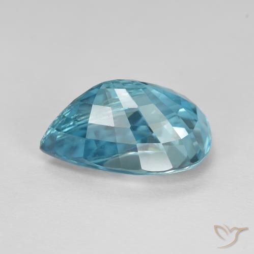 Zircon Gemstone in 13 x 9 mm (calibrated) Size for Sale, Zircon Stone in Intense Silver Aqua-Blue Color