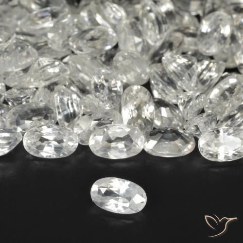 40.76 ctw White Zircon Stones, Natural Zircon in Oval Facet Shape for Sale