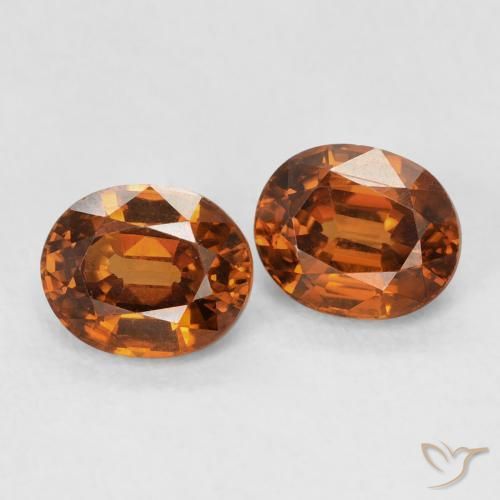 2.06 ctw Orange Zircon Stones, Natural Zircon in Oval Facet Shape for Sale