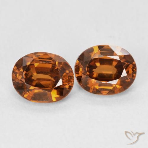 2.14 ctw Orange Zircon Stones, Natural Zircon in Oval Facet Shape for Sale