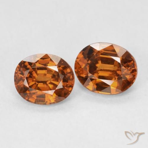 1.96 ctw Orange Zircon Stones, Natural Zircon in Oval Facet Shape for Sale