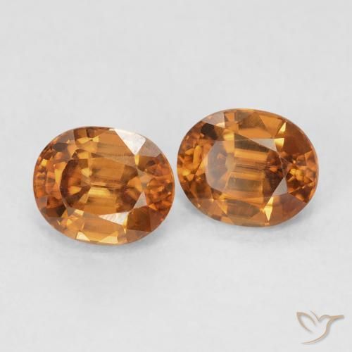 1.93 ctw Orange Zircon Stones, Natural Zircon in Oval Facet Shape for Sale