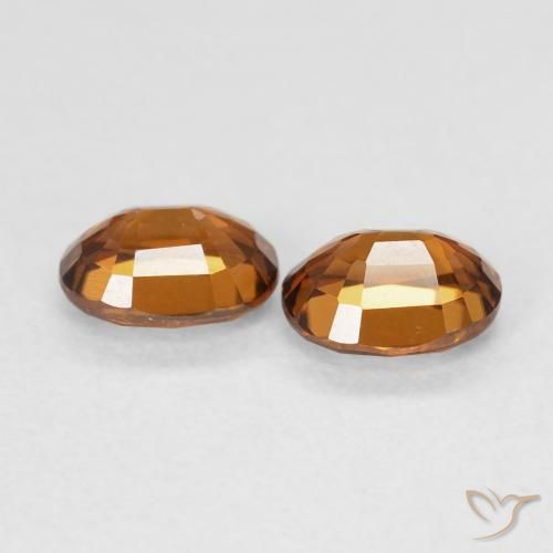 Zircon Gemstones in 5.2 x 3.9 mm Size for Sale, Zircon Stones in Medium Dark-Orange Color