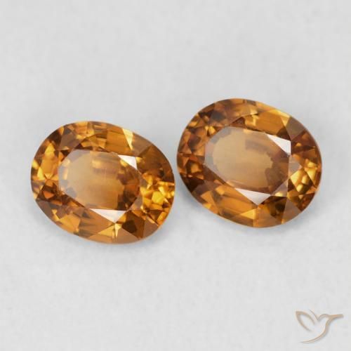 1.10 ctw Orange Zircon Stones, Natural Zircon in Oval Facet Shape for Sale