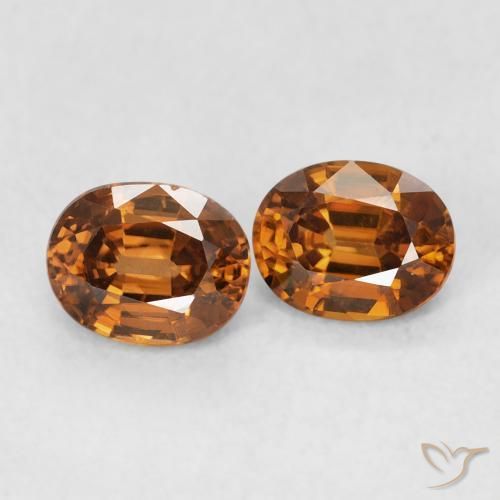 1.20 ctw Orange Zircon Stones, Natural Zircon in Oval Facet Shape for Sale