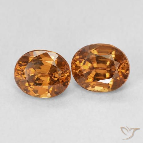 2.22 ctw Orange Zircon Stones, Natural Zircon in Oval Facet Shape for Sale