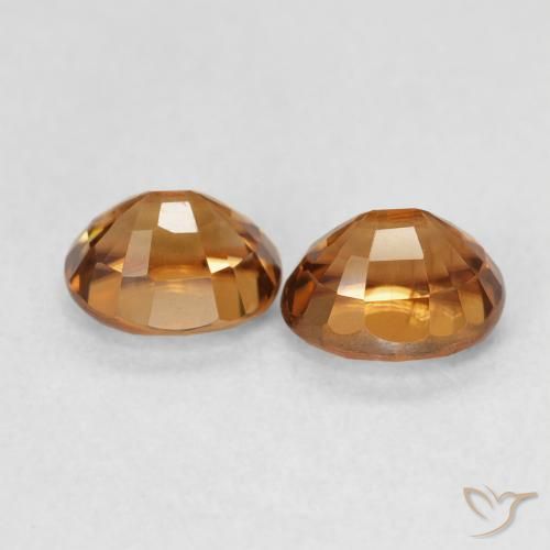 Zircon Gemstones in 6 x 4.9 mm Size for Sale, Zircon Stones in Medium Dark-Orange Color