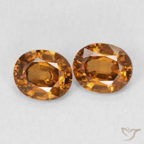 1.71 ctw Orange Zircon Stones, Natural Zircon in Oval Facet Shape for Sale